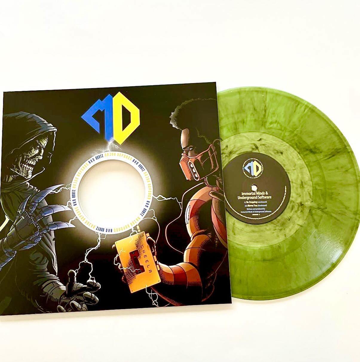 AKOMD 009: IMMORTAL MINDS & UNDERGROUND SOFTWARE - NO STOPPING / MOVES YOU - SMOKED GREEN VINYL