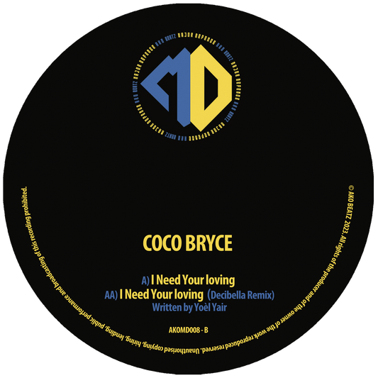 AKOMD 008: COCO BRYCE - I NEED YOUR LOVING / I NEED YOUR LOVING (DECIBELLA REMIX) DIGITAL